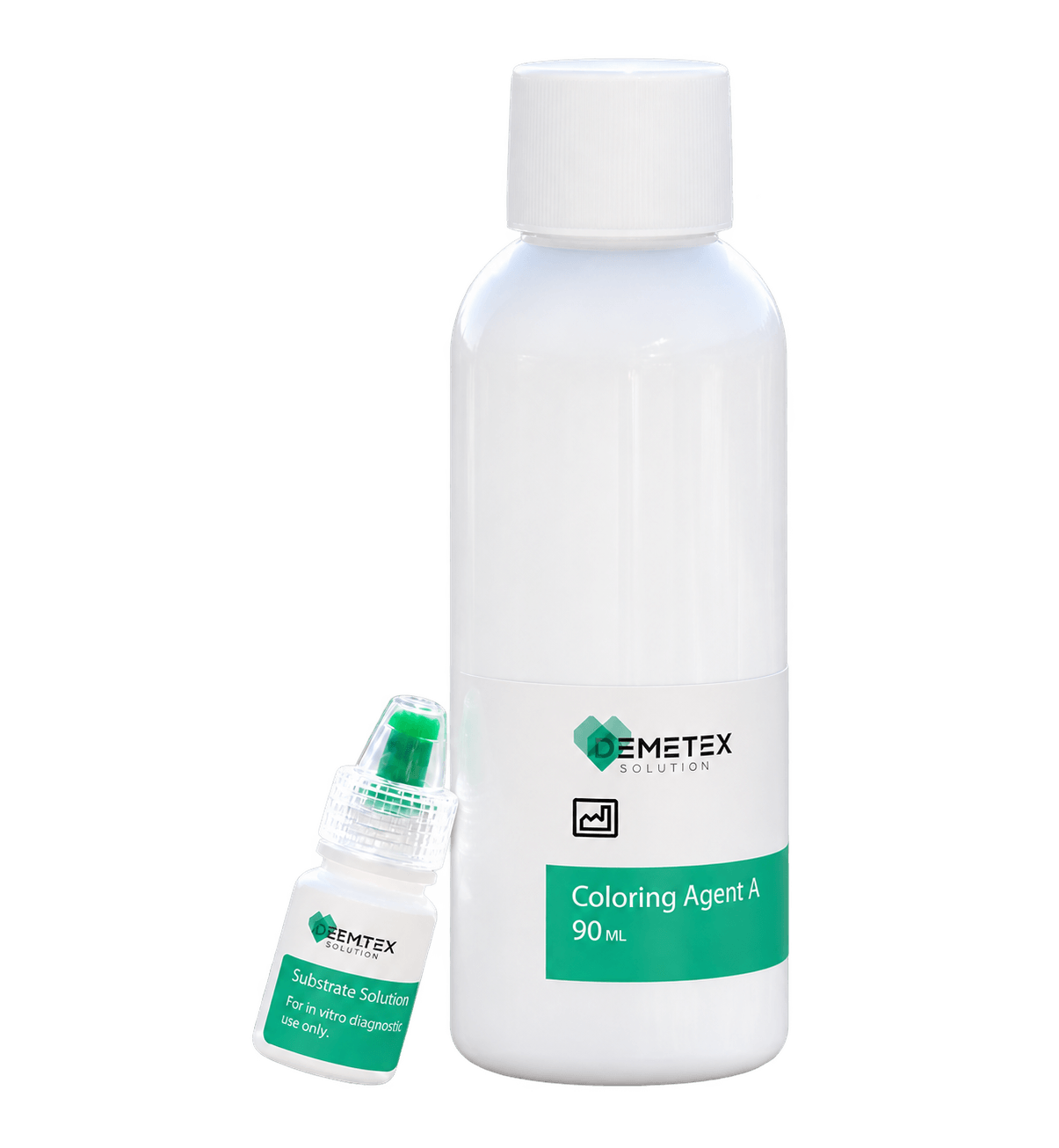 ชุดตรวจ DR.EX™ — ขวดน้ำยา Coloring Agent A 90 มล. และขวดหยด Substrate Solution ถ่ายกลางทุ่งเกษตร